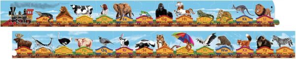 Melissa & Doug Alphabet Train Jumbo Jigsaw Floor Puzzle - Letters and Animals (28 pieces, 10 feet long)